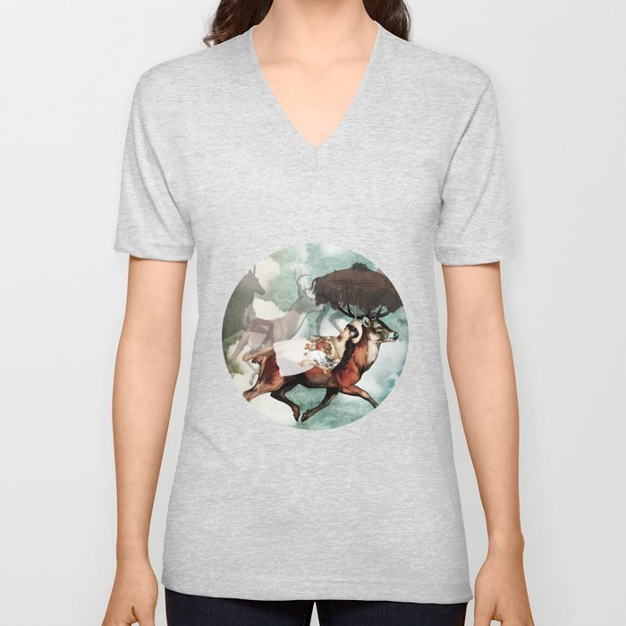 A dream of a journey with deers V Neck T Shirt