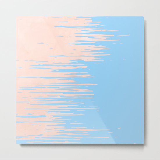 Carefree - Sweet Peach Coral Pink on Blue Raspberry Metal Print