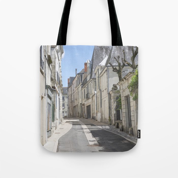 French street in medieval town of Chinon - summer travel photography Tote Bag