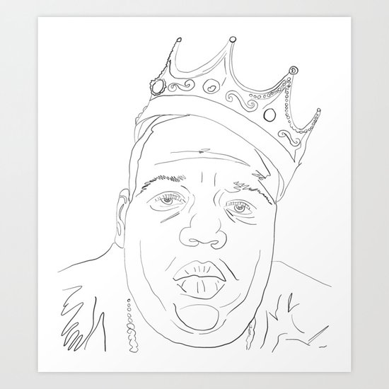 Notorious Big, Portrait, Line Drawing, Biggy Smalls Art Print By Pure Vibes  | Society6