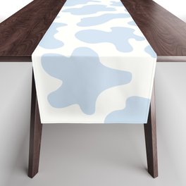 Pastel Blue Groovy Liquid Abstract Shapes Pattern Table Runner