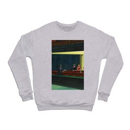 Portrait version NIGHTHAWKS downtown diner late at night iconic cityscape painting by Edward Hopper Crewneck Sweatshirt