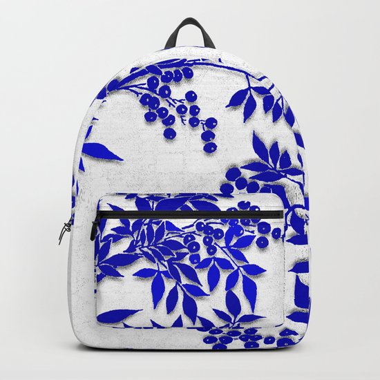 BLUE AND WHITE TOILE LEAF Backpack