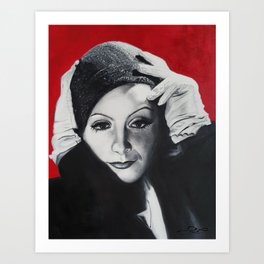 Greta Garbo v červené Art Print