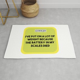 Funny Overweight Excuse with Self-Irony Rug | Calories, Fat, Gym, Food, Overweight, Error, Reason, Tasty, Diet, Excuse 