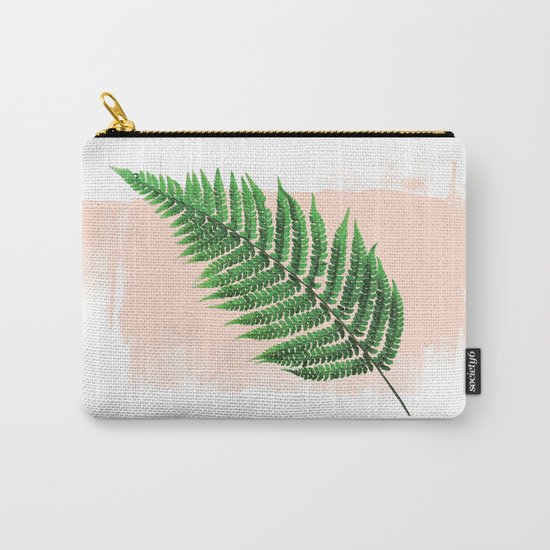 Fern Leaf on Pink Carry-All Pouch