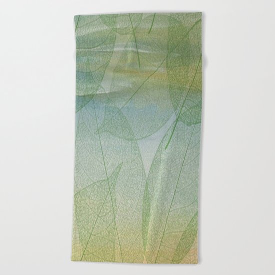 Delicate Painterly Leaves Beach Towel