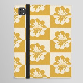 Retro Floral Pattern - Yellow White 2 iPad Folio Case