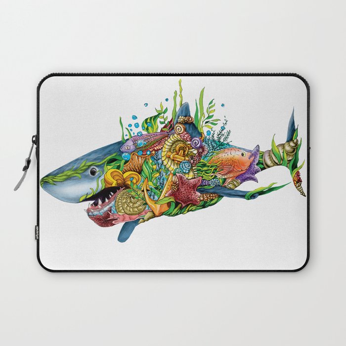Colored Sea Shark Laptop Sleeve