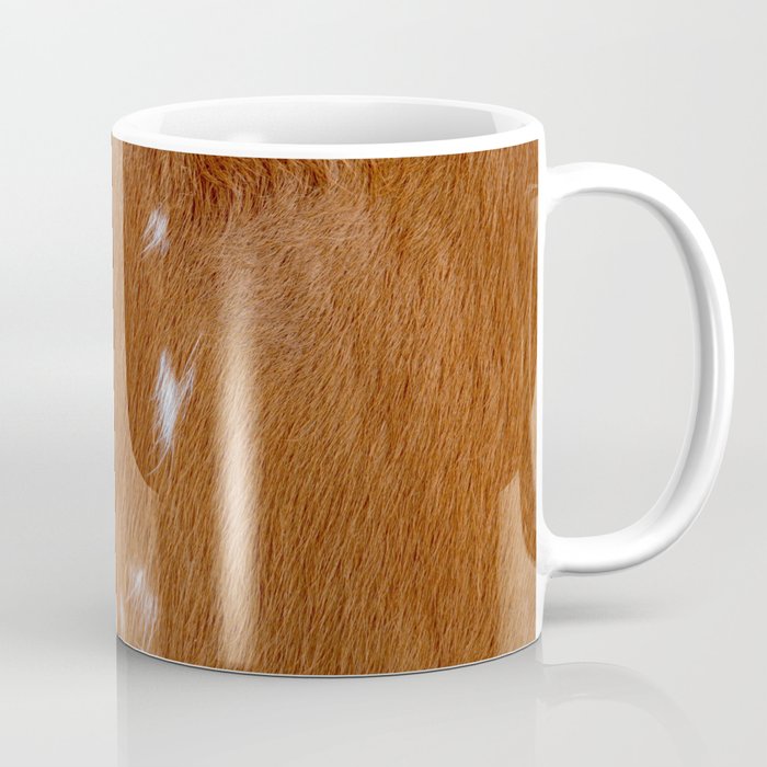 Brown and White Cow Skin Print Pattern Modern, Cowhide Faux Leather Coffee Mug