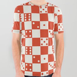 Checkered Dice Pattern (Creamy Milk & Tangerine Tango Color Palette) All Over Graphic Tee