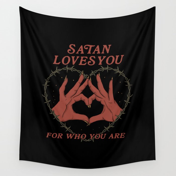 Satan Loves You Wall Tapestry