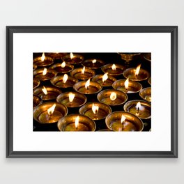 Tibetan Buddhist Oil Butter Lamps Framed Art Print
