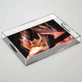 Camp Fire in the Winter Acrylic Tray