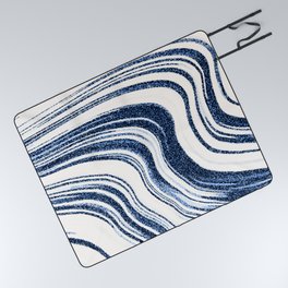 Textured Marble - Indigo Blue Picnic Blanket