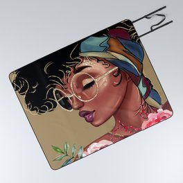 Solitude Blank: African American Black Woman Artwork Picnic Blanket
