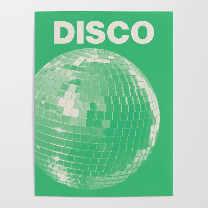 Green Disco Ball Poster