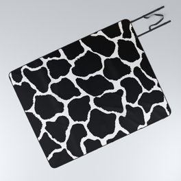 Trendy modern black white giraffe animal print Picnic Blanket