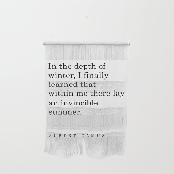 Albert Camus Quote - Invincible Summer - Typography - Minimalist, Inspiring Literary Quote Wall Hanging