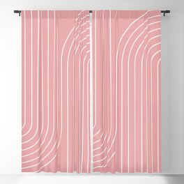 Minimal Line Curvature X Pink Mid Century Modern Arch Abstract Blackout Curtain