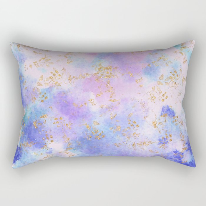 Lavender teal swirls gold Rectangular Pillow