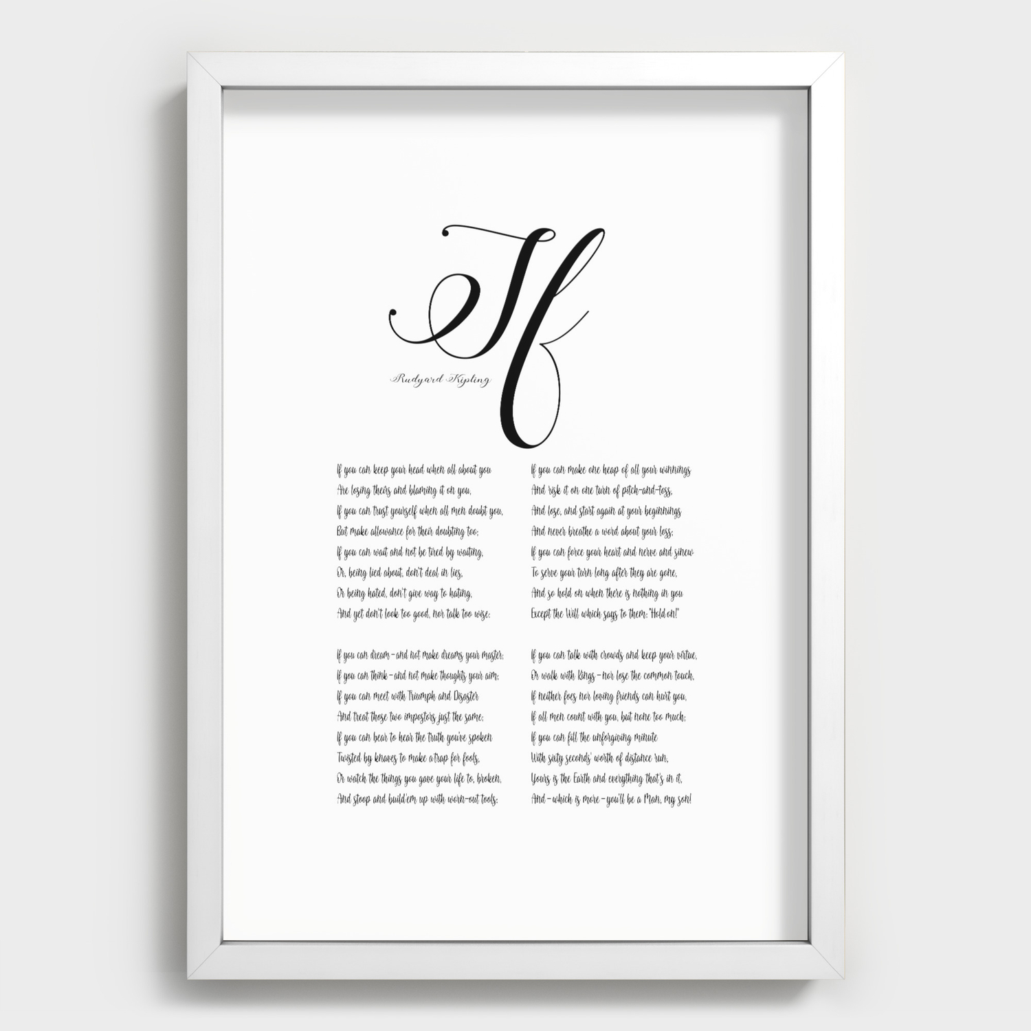 If Poem by Rudyard Kipling - Typography Literary Design Recessed Framed  Print by EK Art Prints | Society6