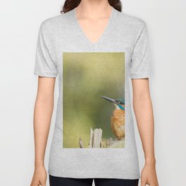 SHALLOW FOCUS PHOTOGRAPHY OF BROWN AND BLUE BIRD V Neck T Shirt