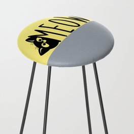 Black Cat MEOW Gray and Yellow Graphic Art Counter Stool