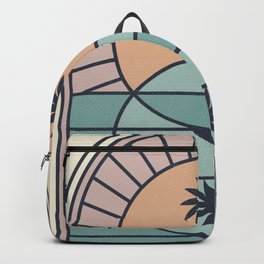 Venn Island Backpack | Palm, Graphicdesign, Sacredgeometry, Sun, Palmtree, Beach, Tropical, Vesicapiscis, Venndiagram, Plants 