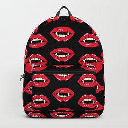 Vampire Mouth - Black Backpack | Gothic, Black, Fangs, Popart, Blood, Drawing, Vamp, Vampire, Goth, Digital 