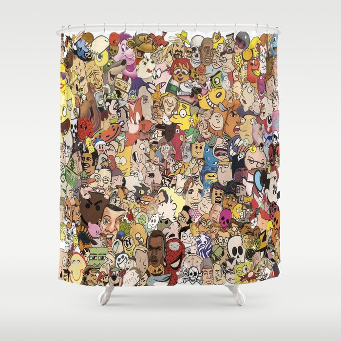 Cartoon Collage Shower Curtain By Myleshunt Society6 Cartoon Collage Shower Curtain