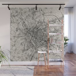 Lyon in France - Black&White Map Wall Mural