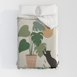 Cat and Plant 13: The Making of Monstera Duvet Cover