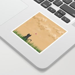 Cat and Butterfly Sticker