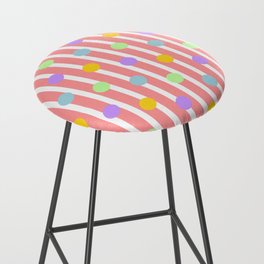 Pastel Dots and Stripes - coral Bar Stool