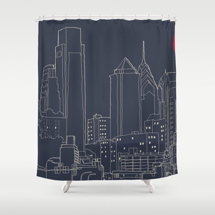 Philly Blueprint Shower Curtain
