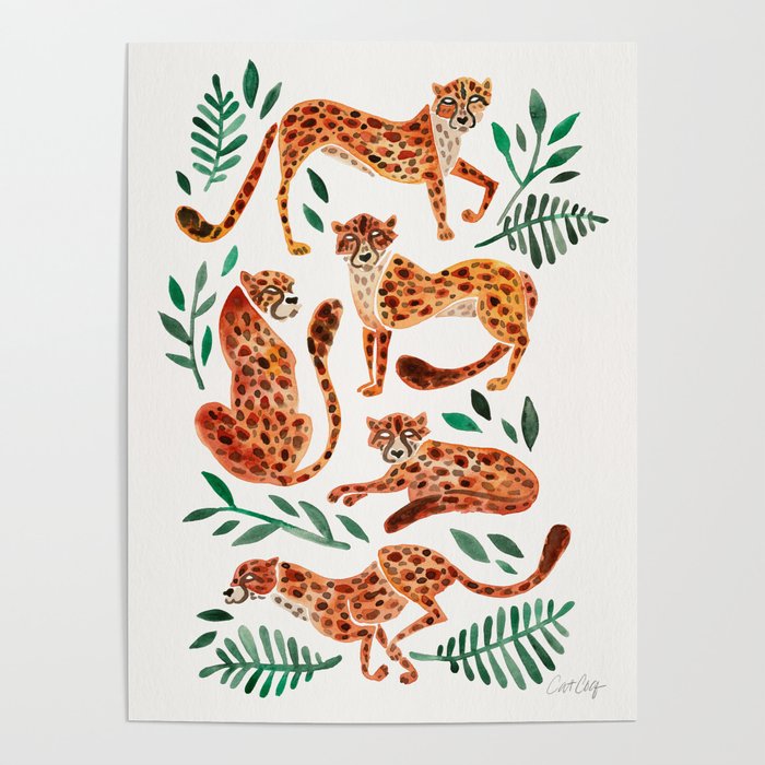 Cheetah Collection – Orange & Green Palette Poster