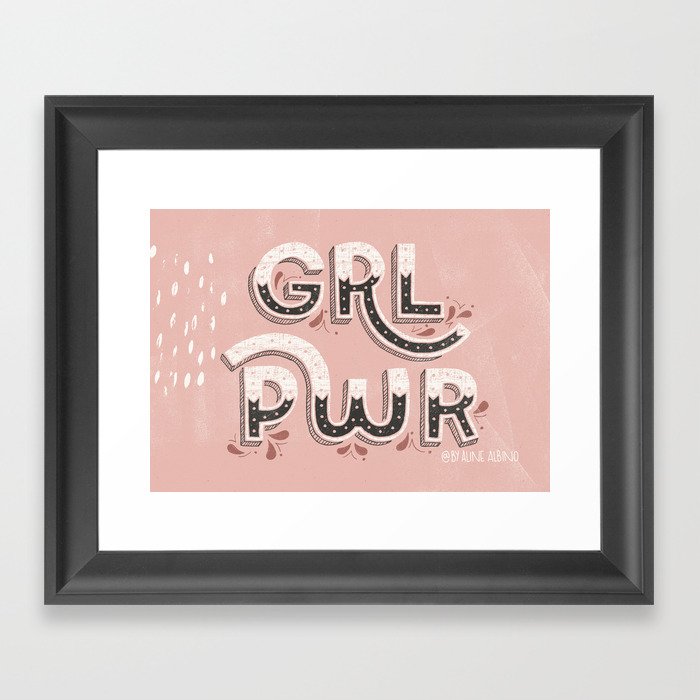 GRL PWR - Pink Framed Art Print