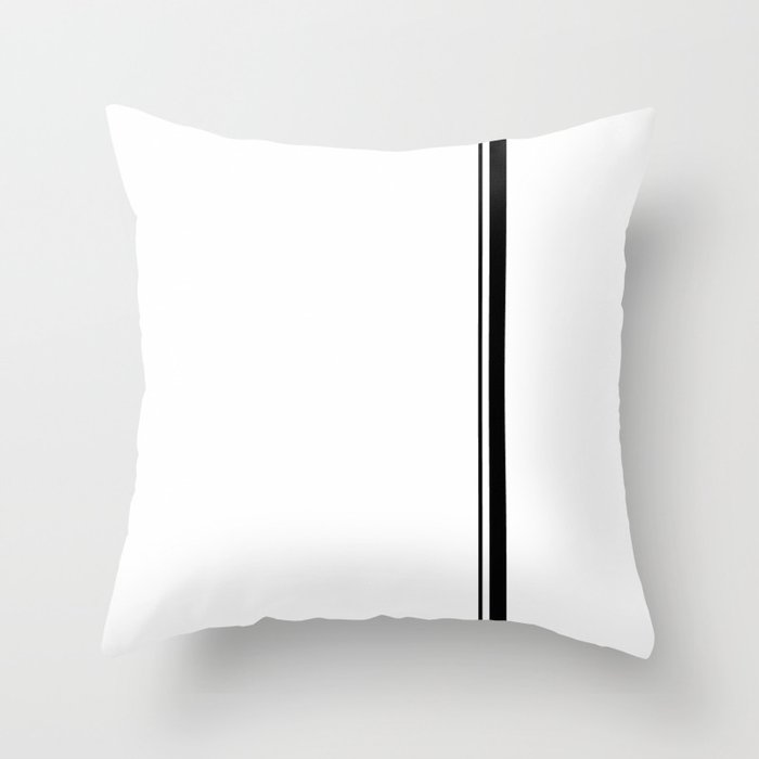 Black minimalist lines on white background Throw Pillow