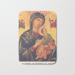 Mother of Perpetual Help by Yuriy Hrechyn Prayer Card Bath Mat | Spiritual, Roman, Religion, Catholic, Religious, Angels, Goth, Fineart, Prayer, Jesus 
