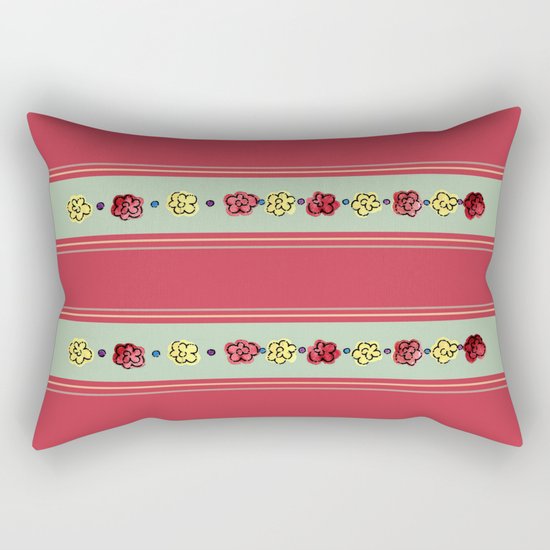 A Rosey Outlook Red Rectangular Pillow