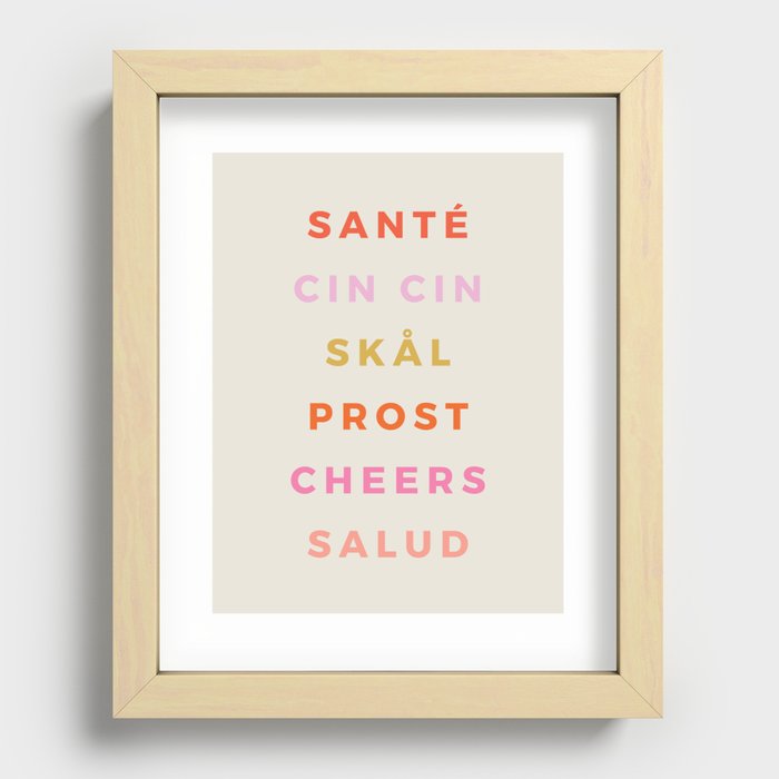 "CHEERS!" Around The World Type Print Recessed Framed Print