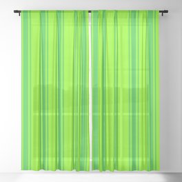 [ Thumbnail: Chartreuse & Lime Green Colored Lines/Stripes Pattern Sheer Curtain ]