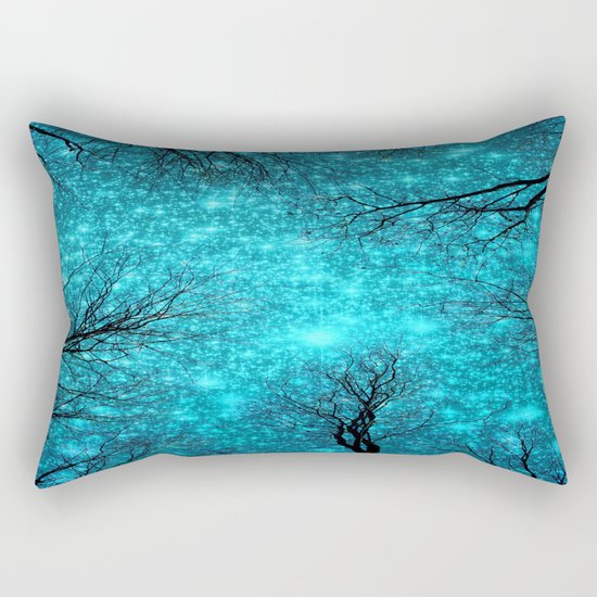 Black Trees TEAL SPACE Rectangular Pillow