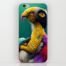 A fantasy portrait of an unusual bird in a fairy-tale elfin forest. Fabulous flower garden and cute fantasy birds. Concept of a colorful magic bird. iPhone Skin