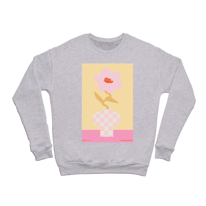 Abstract Pink Checker vase and flower. Groovy vibes and retro style Crewneck Sweatshirt