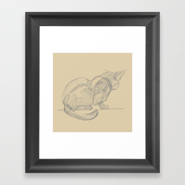 Cat looking out window, life sketch Framed Art Print