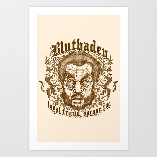 Blutbaden Sepia Art Print