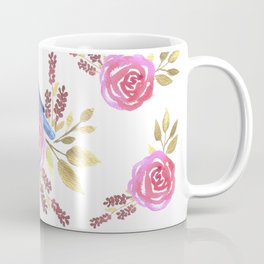 Eastern bluebird and roses in watercolor Coffee Mug
