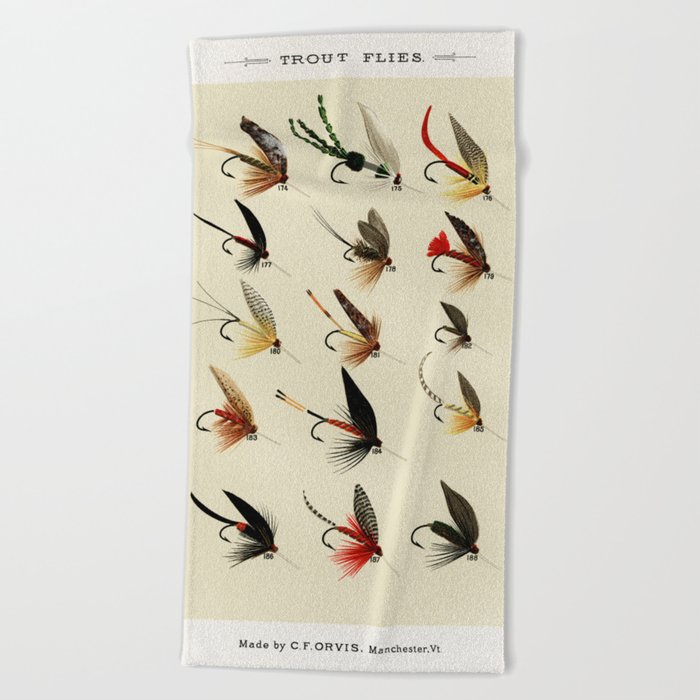 Trout Fly Fishing Beach Towel by SFT Design Studio